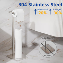 Load image into Gallery viewer, RUACQ Toilet Paper Holder Stand with Storage for 4 Rolls, Post Pivoting Design, Stable Weighted Base, SUS304 Stainless Steel, Brushed Nickel, CQ-4802-N