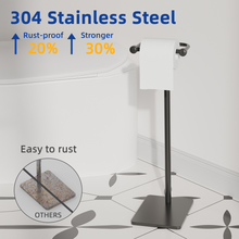 Load image into Gallery viewer, RUACQ Toilet Paper Holder Stand with Post Pivoting Design, Stable Weighted Base, SUS304 Stainless Steel, Matte Black, CQ-4801-B