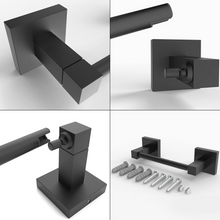 Load image into Gallery viewer, RUACQ Toilet Paper Holder Wall Mounted, Double Post Pivoting, Stainless Steel and Zinc Alloy, Matte Black, CQ-87010C-B