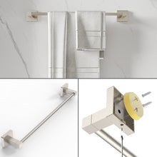 Load image into Gallery viewer, RUACQ 4 Pieces Bathroom Hardware Set, Toilet Paper Holder, Towel Ring, Towel Hook, 18-inch Towel Bar, Stainless Steel and Zinc Alloy, Beushed Nickel, CQ-870N-4P