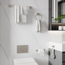 Load image into Gallery viewer, RUACQ 4 Pieces Bathroom Hardware Set, Toilet Paper Holder, Towel Ring, Towel Hook, 18-inch Towel Bar, Stainless Steel and Zinc Alloy, Beushed Nickel, CQ-870N-4P