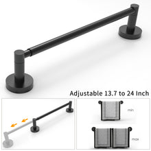 Load image into Gallery viewer, RUACQ Adjustable Towel Bar 13.7 to 24 inch, Stainless Steel, Wall Mounted, Matte Black, CQ-51501S-B