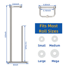 Load image into Gallery viewer, RUACQ Toilet Paper Holder Stand with Storage for 4 Rolls, Post Pivoting Design, Stable Weighted Base, SUS304 Stainless Steel, Brushed Nickel, CQ-4802-N