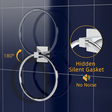 Load image into Gallery viewer, RUACQ Hand Towel Ring Wall Mounted, Square Base, Stainless Steel, Heavy Duty, Chrome, CQ-87011-C