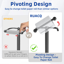 Load image into Gallery viewer, RUACQ Toilet Paper Holder Stand with Post Pivoting Design, Stable Weighted Base, SUS304 Stainless Steel, Matte Black, CQ-4801-B