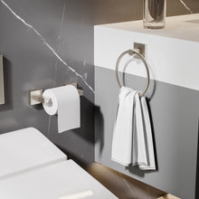 Load image into Gallery viewer, RUACQ Toilet Paper Holder and Towel Ring Bathroom Accessories Hardware Set, Stainless Steel and Zinc Alloy, Brushed Nickel, CQ-87010-2P-N