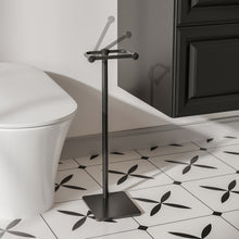 Load image into Gallery viewer, RUACQ Toilet Paper Holder Stand with Post Pivoting Design, Stable Weighted Base, SUS304 Stainless Steel, Matte Black, CQ-4801-B