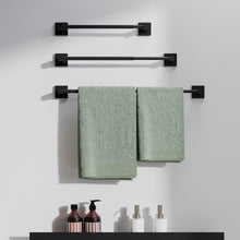 Load image into Gallery viewer, RUACQ Adjustable Towel Bar 13.8 to 24 inch, Square Base, Stainless Steel, Matte Black, CQ-87001S-B