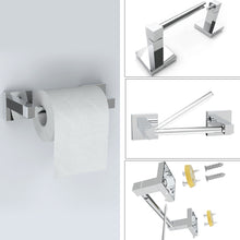 Load image into Gallery viewer, RUACQ Toilet Paper Holder and Towel Ring Bathroom Accessories Hardware Set, Stainless Steel and Zinc Alloy, Chrome, CQ-87010-2P-C