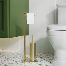 Load image into Gallery viewer, RUACQ Toilet Paper Holder Stand with Toilet Brush and Holder Set, 304 Stainless Steel, Weighted Base, Heavy Duty, Brushed Nickel, CQ-4081-G