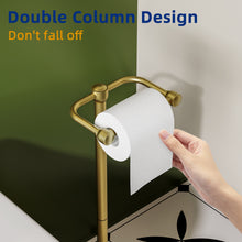 Load image into Gallery viewer, RUACQ Toilet Paper Holder Stand with Storage for 4 Rolls, Post Pivoting Design, Stable Weighted Base, SUS304 Stainless Steel, Brushed Gold, CQ-4802-G