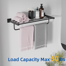 Load image into Gallery viewer, RUACQ 24inch Towel Rack, Square Base, SUS 304 Stainless Steel, Heavy Duty, Brushed Nickel, CQ-8831-N