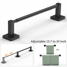 Load image into Gallery viewer, RUACQ Adjustable Towel Bar 13.8 to 24 inch, Square Base, Stainless Steel, Matte Black, CQ-87001S-B
