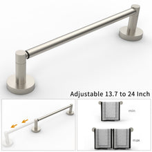 Load image into Gallery viewer, RUACQ Adjustable Towel Bar 13.7 to 24 inch, Stainless Steel, Wall Mounted, Brushed Nickel, CQ-51501S-N
