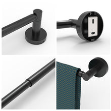 Load image into Gallery viewer, RUACQ Adjustable Towel Bar 13.7 to 24 inch, Stainless Steel, Wall Mounted, Matte Black, CQ-51501S-B