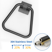 Load image into Gallery viewer, RUACQ Hand Towel Ring,Square Base, Stainless Steel, Matte Black, CQ-87011A-B