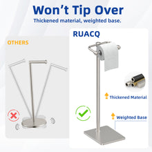 Load image into Gallery viewer, RUACQ Toilet Paper Holder Stand with Post Pivoting Design, Stable Weighted Base, SUS304 Stainless Steel, Brushed Nickel, CQ-4801-N