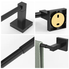 Load image into Gallery viewer, RUACQ Adjustable Towel Bar 13.8 to 24 inch, Square Base, Stainless Steel, Matte Black, CQ-87001S-B