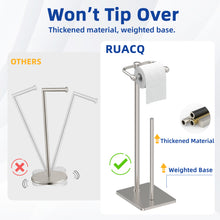 Load image into Gallery viewer, RUACQ Toilet Paper Holder Stand with Storage for 4 Rolls, Post Pivoting Design, Stable Weighted Base, SUS304 Stainless Steel, Brushed Nickel, CQ-4802-N