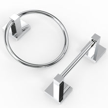 Load image into Gallery viewer, RUACQ Toilet Paper Holder and Towel Ring Bathroom Accessories Hardware Set, Stainless Steel and Zinc Alloy, Chrome, CQ-87010-2P-C