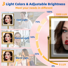Load image into Gallery viewer, RUACQ Rechargeable Makeup Mirror with LED Lights, 1/10X Magnification, 3 Color Lights, Adjust Brightness, Antique Brass, CQ-290-AG