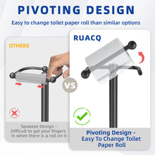 Load image into Gallery viewer, RUACQ Toilet Paper Holder Stand with Storage for 4 Rolls, Post Pivoting Design, Stable Weighted Base, SUS304 Stainless Steel, Matte Black, CQ-4802-B