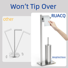 Load image into Gallery viewer, RUACQ Toilet Paper Holder Stand with Toilet Brush and Holder Set, 304 Stainless Steel, Weighted Base, Heavy Duty, Brushed Nickel, CQ-4081-N