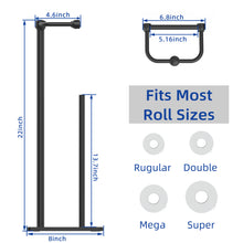 Load image into Gallery viewer, RUACQ Toilet Paper Holder Stand with Storage for 4 Rolls, Post Pivoting Design, Stable Weighted Base, SUS304 Stainless Steel, Matte Black, CQ-4802-B