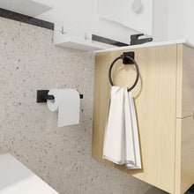 Load image into Gallery viewer, RUACQ Toilet Paper Holder and Towel Ring Bathroom Accessories Hardware Set, Stainless Steel and Zinc Alloy, Matte Black, CQ-87010-2p