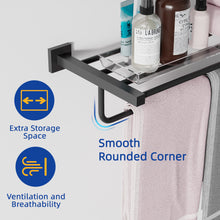 Load image into Gallery viewer, RUACQ 24inch Towel Rack, Square Base, SUS 304 Stainless Steel, Heavy Duty, Brushed Nickel, CQ-8831-N