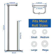 Load image into Gallery viewer, RUACQ Toilet Paper Holder Stand with Storage for 4 Rolls, Post Pivoting Design, Stable Weighted Base, SUS304 Stainless Steel, Chrome, CQ-4802-C