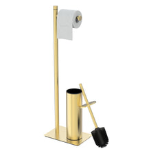Load image into Gallery viewer, RUACQ Toilet Paper Holder Stand with Toilet Brush and Holder Set, 304 Stainless Steel, Weighted Base, Heavy Duty, Brushed Nickel, CQ-4081-G