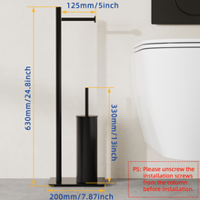 Load image into Gallery viewer, RUACQ Toilet Paper Holder Stand with Toilet Brush and Holder Set, 304 Stainless Steel, Weighted Base, Heavy Duty, Matte Black, CQ-4081-B