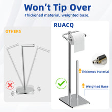 Load image into Gallery viewer, RUACQ Toilet Paper Holder Stand with Storage for 4 Rolls, Post Pivoting Design, Stable Weighted Base, SUS304 Stainless Steel, Chrome, CQ-4802-C