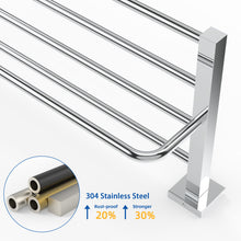Load image into Gallery viewer, RUACQ 24inch Towel Rack, Square Base, SUS 304 Stainless Steel, Heavy Duty, Chrome, CQ-8831-C