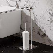Load image into Gallery viewer, RUACQ Toilet Paper Holder Stand with Storage for 4 Rolls, Post Pivoting Design, Stable Weighted Base, SUS304 Stainless Steel, Chrome, CQ-4802-C