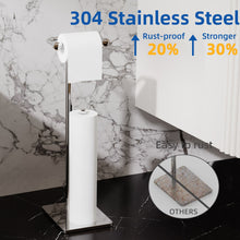 Load image into Gallery viewer, RUACQ Toilet Paper Holder Stand with Storage for 4 Rolls, Post Pivoting Design, Stable Weighted Base, SUS304 Stainless Steel, Chrome, CQ-4802-C
