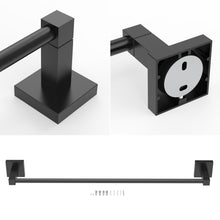 Load image into Gallery viewer, RUACQ 24inch Towel Bar Wall Mounted, One-piece Rod, Stainless Steel, Matte Black, CQ-87001-24-B