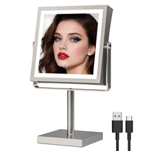 Load image into Gallery viewer, RUACQ Rechargeable Makeup Mirror with LED Lights, 1/10X Magnification, 3 Color Lights, Adjust Brightness, Antique Brass, CQ-290-AG