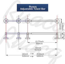Load image into Gallery viewer, RUACQ Adjustable Towel Bar 13.7 to 24 inch, Stainless Steel, Wall Mounted, Brushed Nickel, CQ-51501S-N