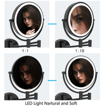 Load image into Gallery viewer, LED Wall-Mount Sensor Makeup Mirror Matte Black