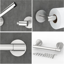 Load image into Gallery viewer, Matte Black Double Post Pivoting Wall Mounted Stainless Steel Toilet Paper Holder for Bathroom RV, by FIXSEN