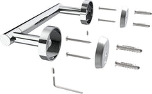 Load image into Gallery viewer, Matte Black Double Post Pivoting Wall Mounted Stainless Steel Toilet Paper Holder for Bathroom RV, by FIXSEN