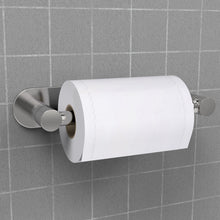 Load image into Gallery viewer, Self Adhesive Double Post Pivoting Toilet Paper Holder Brushed Nickel