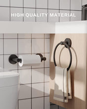 Load image into Gallery viewer, Matte Black Round Pivoting Toilet Paper Holder Set