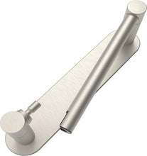 Load image into Gallery viewer, Self Adhesive Double Post Pivoting Toilet Paper Holder Brushed Nickel