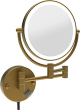 Load image into Gallery viewer, LED Wall-Mount Makeup Mirror Brushed Gold 10X Magnification