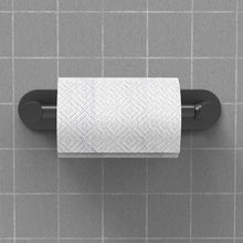 Load image into Gallery viewer, Self Adhesive Double Post Pivot Toilet Paper Holder Matte Black