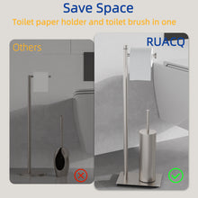 Load image into Gallery viewer, RUACQ Toilet Paper Holder Stand with Toilet Brush and Holder Set, 304 Stainless Steel, Weighted Base, Heavy Duty, Brushed Nickel, CQ-4081-N
