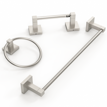 Load image into Gallery viewer, RUACQ 4 Pieces Bathroom Hardware Set, Toilet Paper Holder, Towel Ring, Towel Hook, 18-inch Towel Bar, Stainless Steel and Zinc Alloy, Matte Black, CQ-870B-4P
